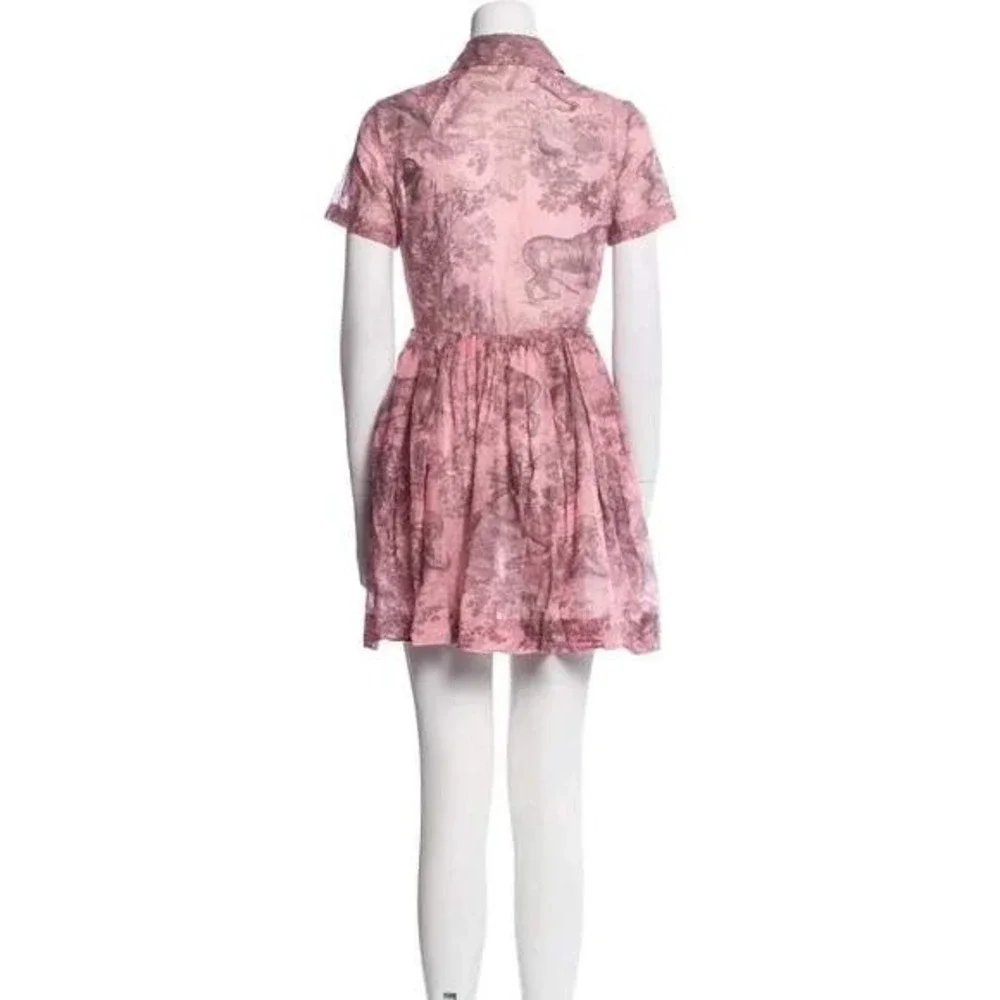 Christian Dior Toile de Jouy Sauvage Short Shirt‎ Dress - Pink & Grey Cotton SM